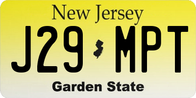 NJ license plate J29MPT