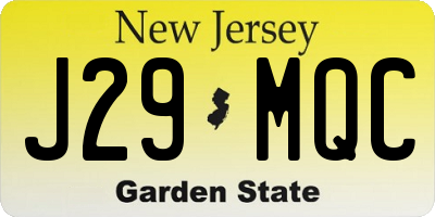 NJ license plate J29MQC
