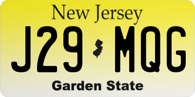 NJ license plate J29MQG