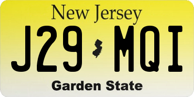 NJ license plate J29MQI