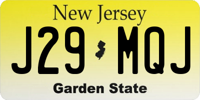 NJ license plate J29MQJ