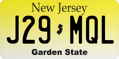 NJ license plate J29MQL