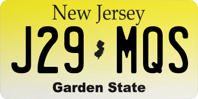 NJ license plate J29MQS