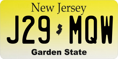 NJ license plate J29MQW