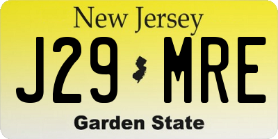 NJ license plate J29MRE