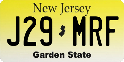 NJ license plate J29MRF