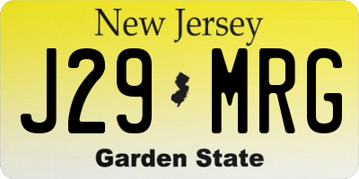 NJ license plate J29MRG
