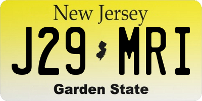 NJ license plate J29MRI