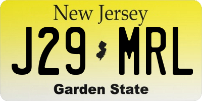 NJ license plate J29MRL