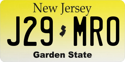 NJ license plate J29MRO
