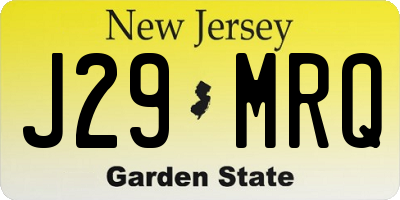 NJ license plate J29MRQ