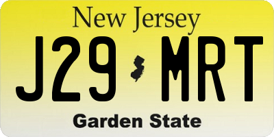 NJ license plate J29MRT
