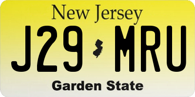 NJ license plate J29MRU