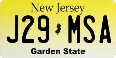 NJ license plate J29MSA
