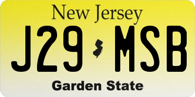 NJ license plate J29MSB