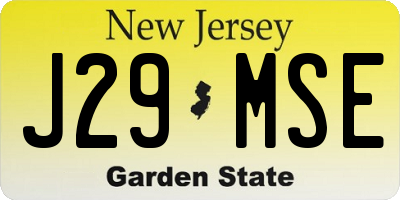 NJ license plate J29MSE