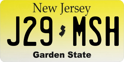 NJ license plate J29MSH