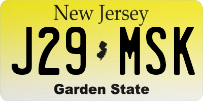 NJ license plate J29MSK