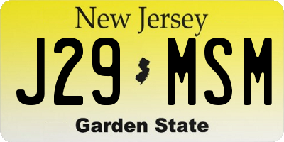NJ license plate J29MSM