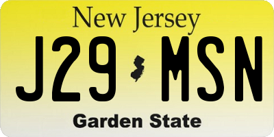 NJ license plate J29MSN