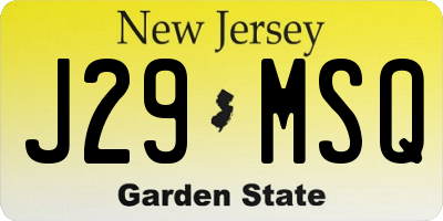 NJ license plate J29MSQ