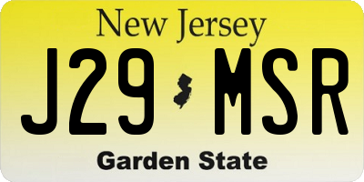 NJ license plate J29MSR
