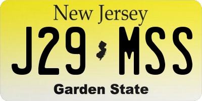 NJ license plate J29MSS