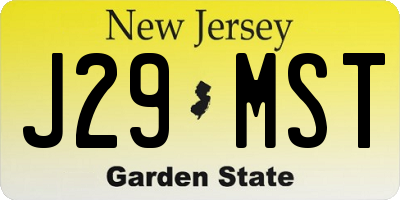 NJ license plate J29MST