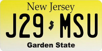 NJ license plate J29MSU