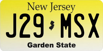 NJ license plate J29MSX