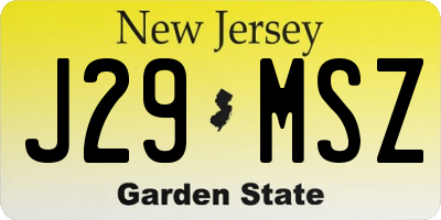 NJ license plate J29MSZ