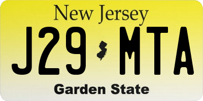 NJ license plate J29MTA