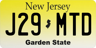 NJ license plate J29MTD