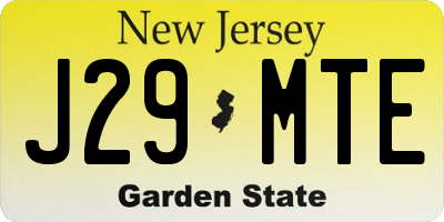 NJ license plate J29MTE