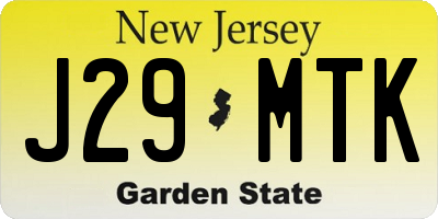 NJ license plate J29MTK