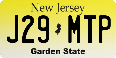 NJ license plate J29MTP