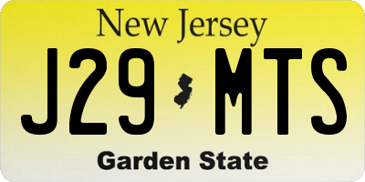 NJ license plate J29MTS