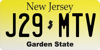 NJ license plate J29MTV