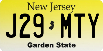 NJ license plate J29MTY