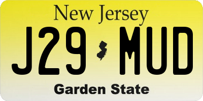 NJ license plate J29MUD