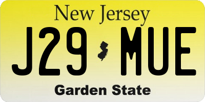 NJ license plate J29MUE