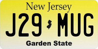NJ license plate J29MUG