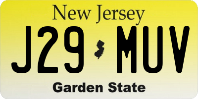 NJ license plate J29MUV