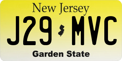 NJ license plate J29MVC