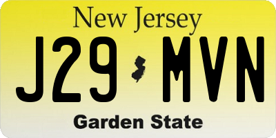 NJ license plate J29MVN