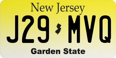 NJ license plate J29MVQ