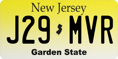 NJ license plate J29MVR