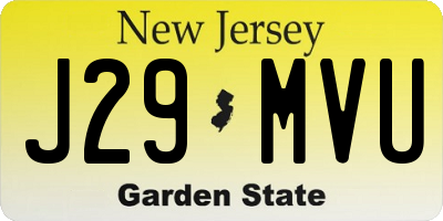 NJ license plate J29MVU