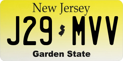 NJ license plate J29MVV