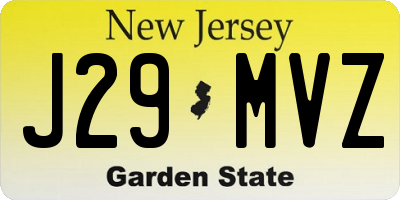 NJ license plate J29MVZ
